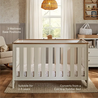 Cuddle Co Burford White & Oak Cot Bed
