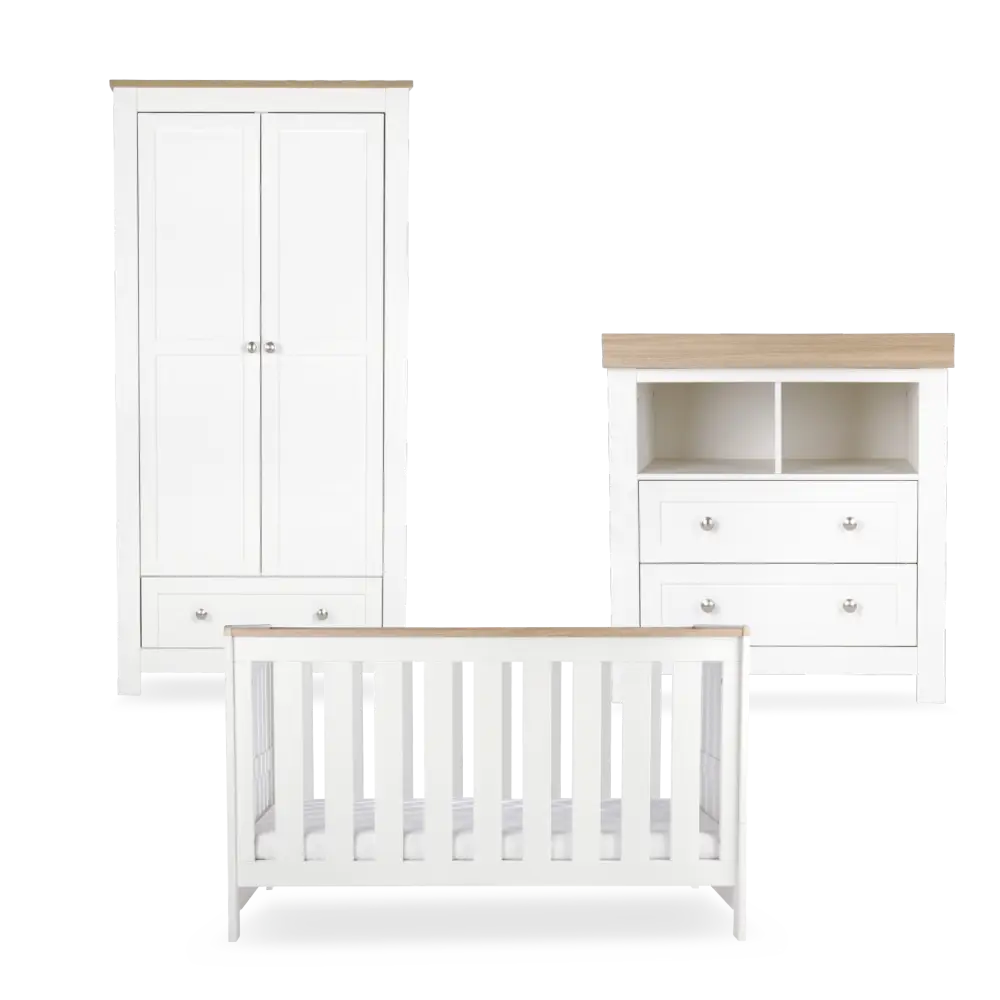 CuddleCo Burford White & Oak 3 Piece Nursery Furniture Set