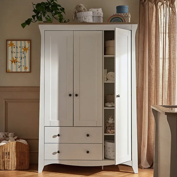 CuddleCo Clara White & Ash Luxe 3 Piece Nursery Furniture Set