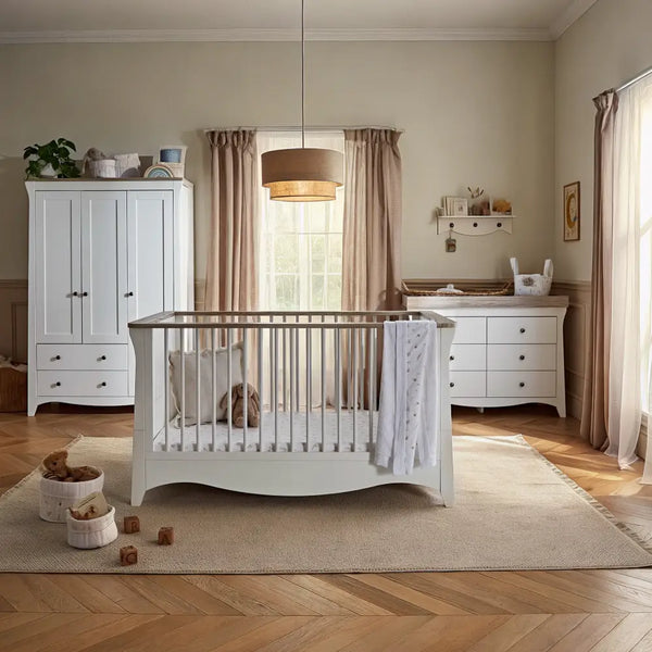 CuddleCo Clara White & Ash Luxe 3 Piece Nursery Furniture Set