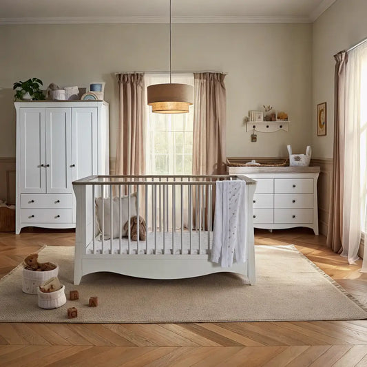 CuddleCo Clara White & Ash Luxe 3 Piece Nursery Furniture Set