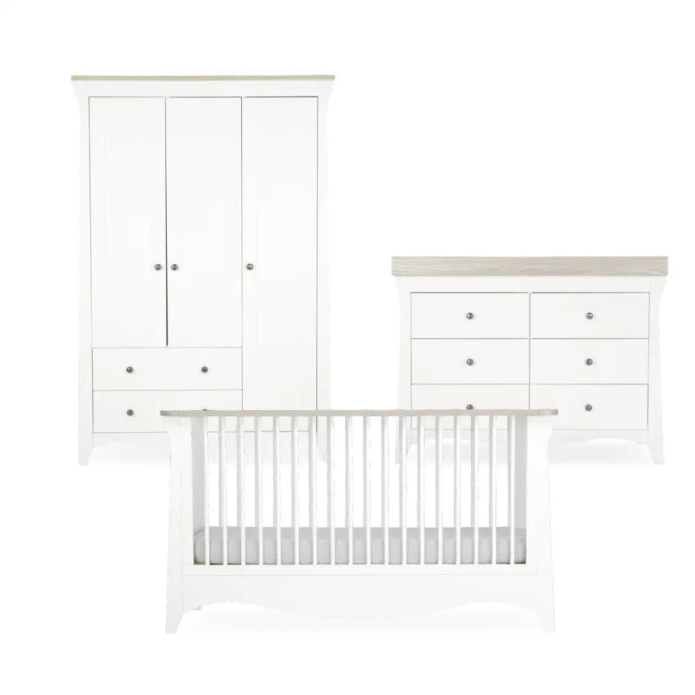 CuddleCo Clara White & Ash Luxe 3 Piece Nursery Furniture Set
