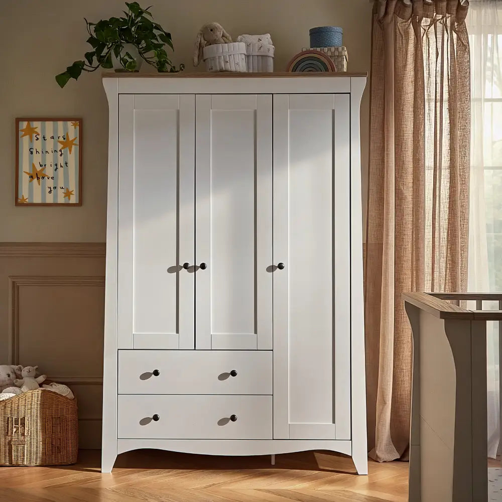 CuddleCo Clara White & Ash Luxe 3 Piece Nursery Furniture Set