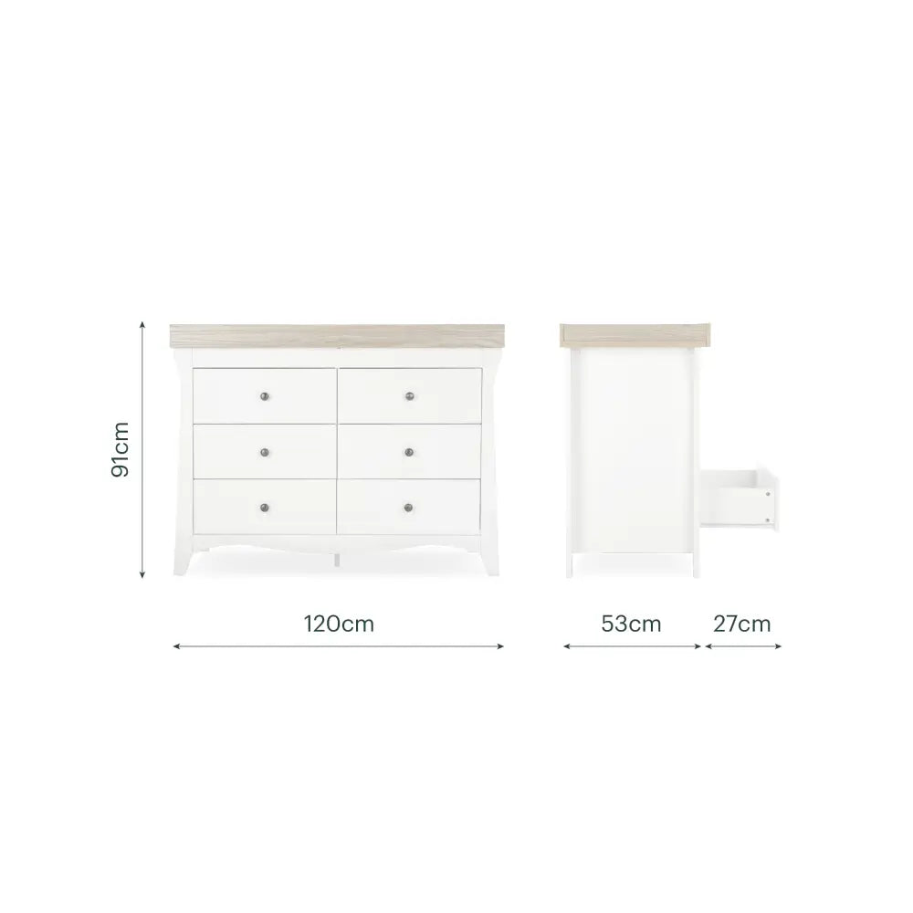 CuddleCo Clara White & Ash Luxe 3 Piece Nursery Furniture Set