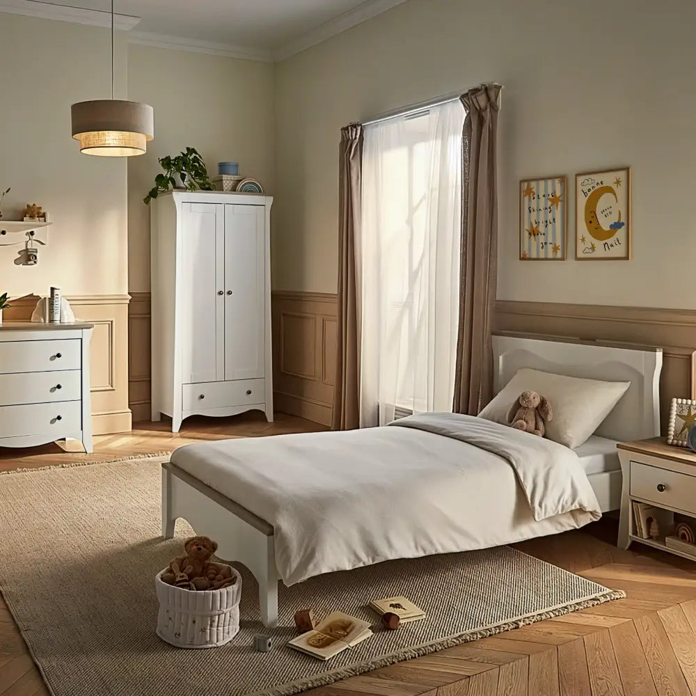 CuddleCo Clara White & Ash Luxe 3 Piece Nursery Furniture Set