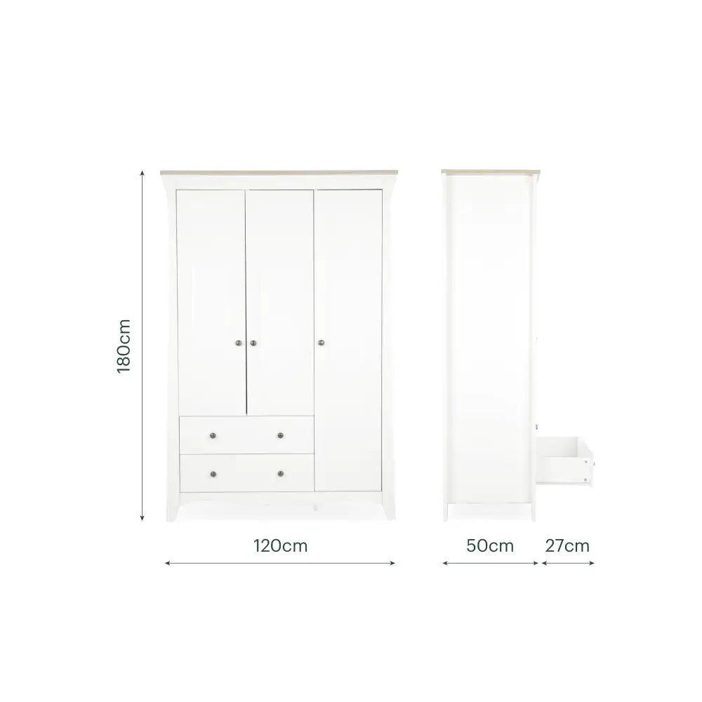 CuddleCo Clara White & Ash Luxe 3 Piece Nursery Furniture Set