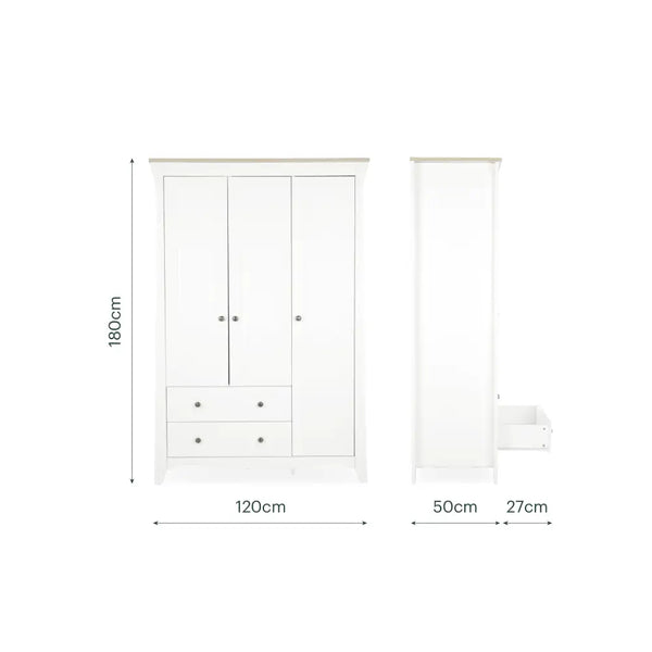CuddleCo Clara White & Ash Luxe 3 Piece Nursery Furniture Set