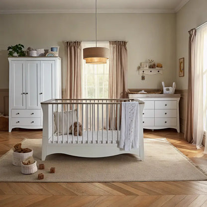 CuddleCo Clara White & Ash Luxe 3 Piece Nursery Furniture Set