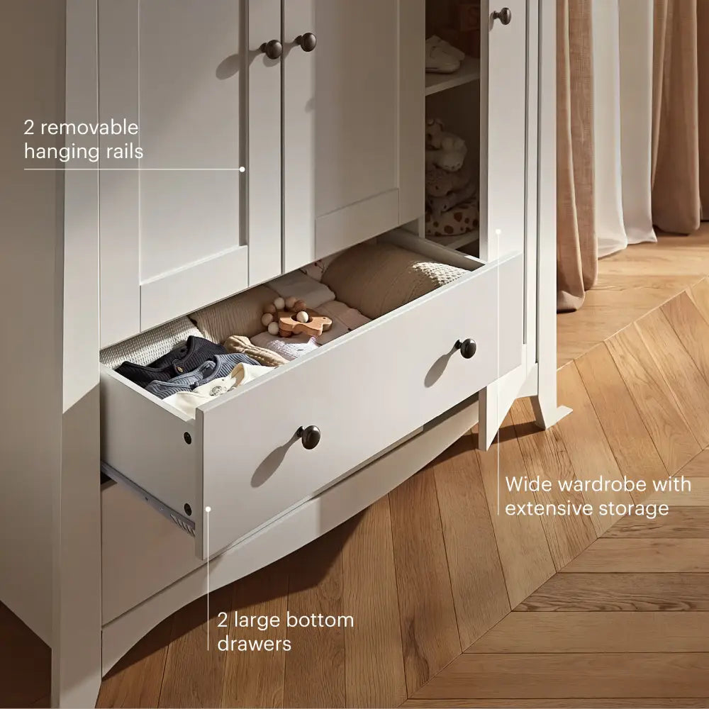 CuddleCo Clara White & Ash Luxe 3 Piece Nursery Furniture Set