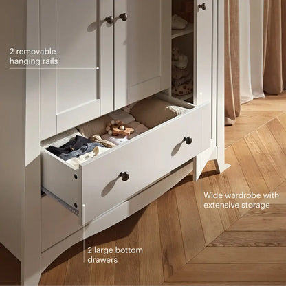 CuddleCo Clara White & Ash Luxe 3 Piece Nursery Furniture Set