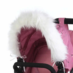 Dolls Pram Hood Fur Trim in White - Faux Fur