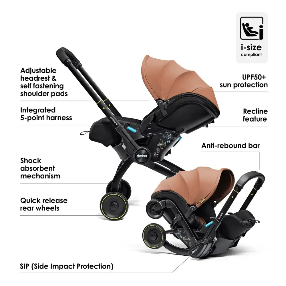 Doona X Car Seat & Stroller + FREE Gold Essentials Bag - Terracotta General doona