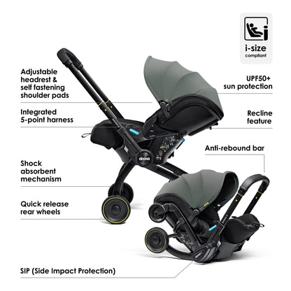 Doona X Car Seat & Stroller + FREE Gold Essentials Bag - Slate Green General doona