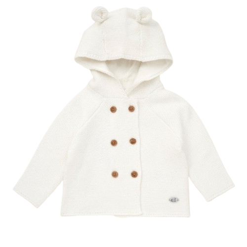 Double Knitted Hooded Baby Cardigan - White General rock a bye baby   