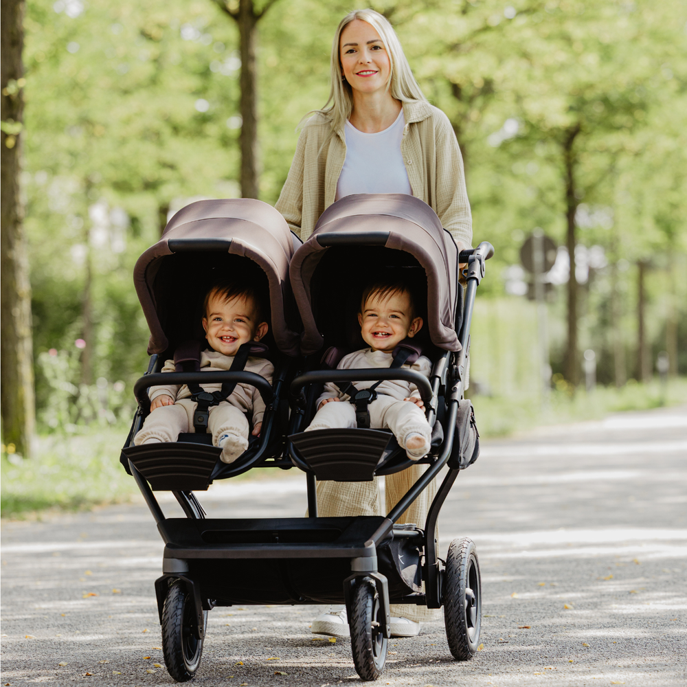 TFK Duo Twin & Sibling Pram – Braun (Brown) | 2026 Follow Up Seat Version