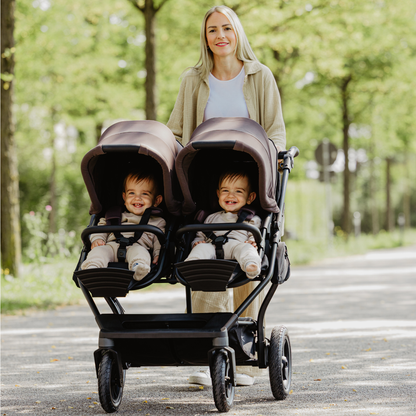 TFK Duo Twin & Sibling Pram – Braun (Brown) | 2026 Follow Up Seat Version