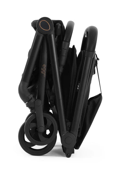 Black egg sky stroller with sleek modern design lightweight compact fold cabin-approved travel pushchair weighing 8kg