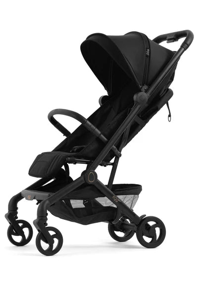 Egg sky stroller in black lightweight cabin-approved travel pushchair with sleek frame and soft canopy shown from the back