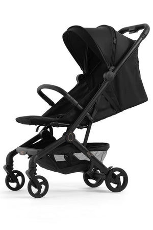 Black egg sky stroller with sleek modern design and four wheels lightweight cabin-approved travel pushchair