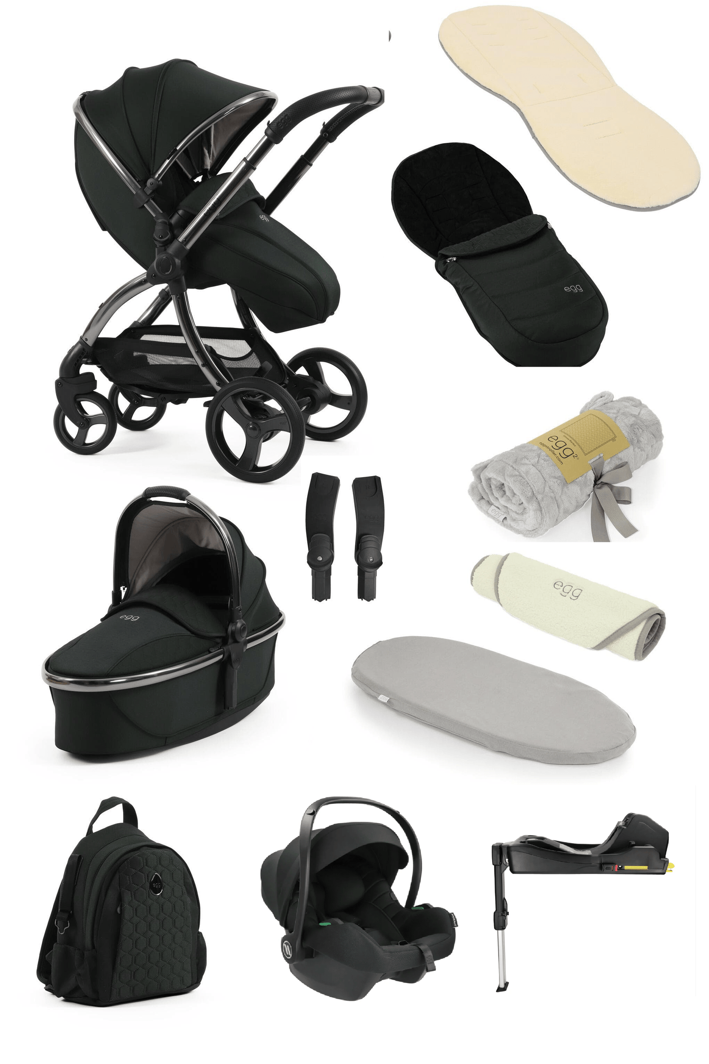 Egg3® Egg 3 Black Olive Stroller 3 in 1 Avionaut Bundle  Egg   