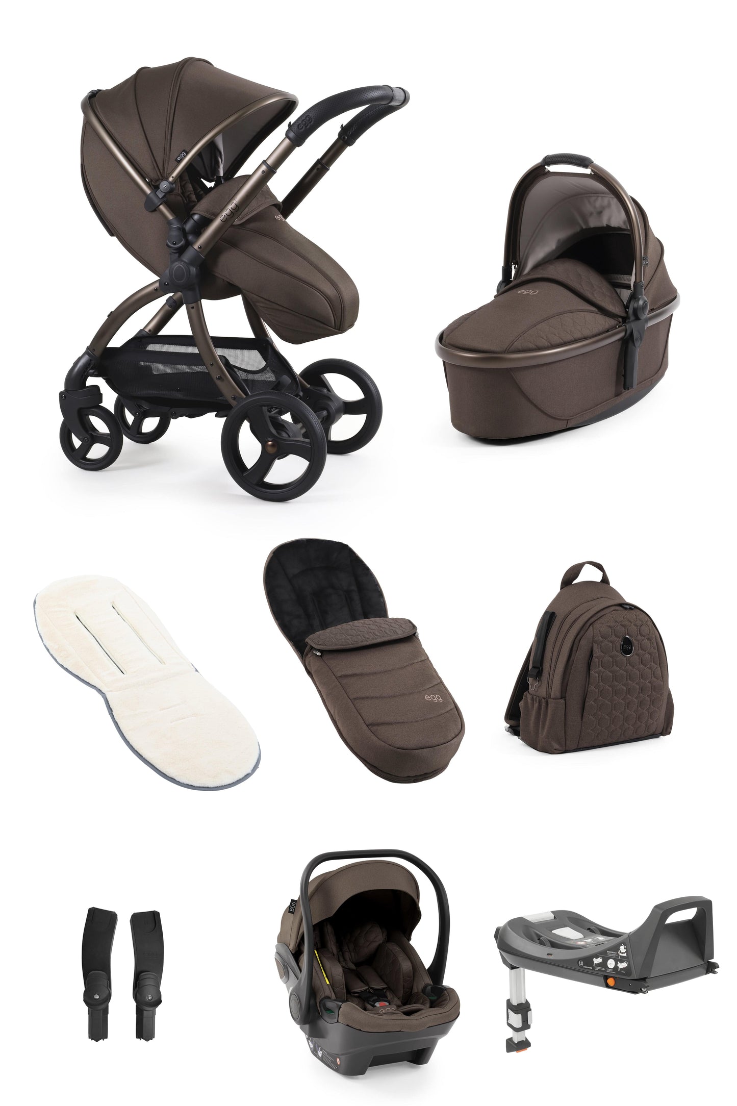 Egg3® Egg 3 Chocolate Velvet Luxury Stroller Bundle - 8 Piece Bundle  Egg   