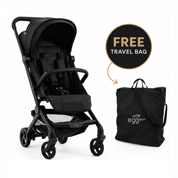 Egg® Sky Stroller in Black Lightweight Cabin-Approved Travel Pushchair (8kg) - Free Travel Bag
