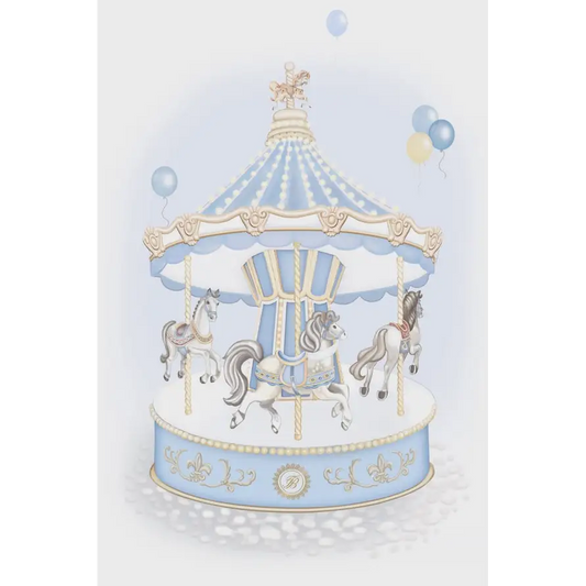 First Baby Carousel Swaddle Blanket – Blue