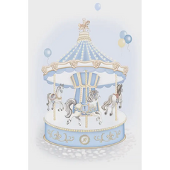 First Baby Carousel Swaddle Blanket – Blue