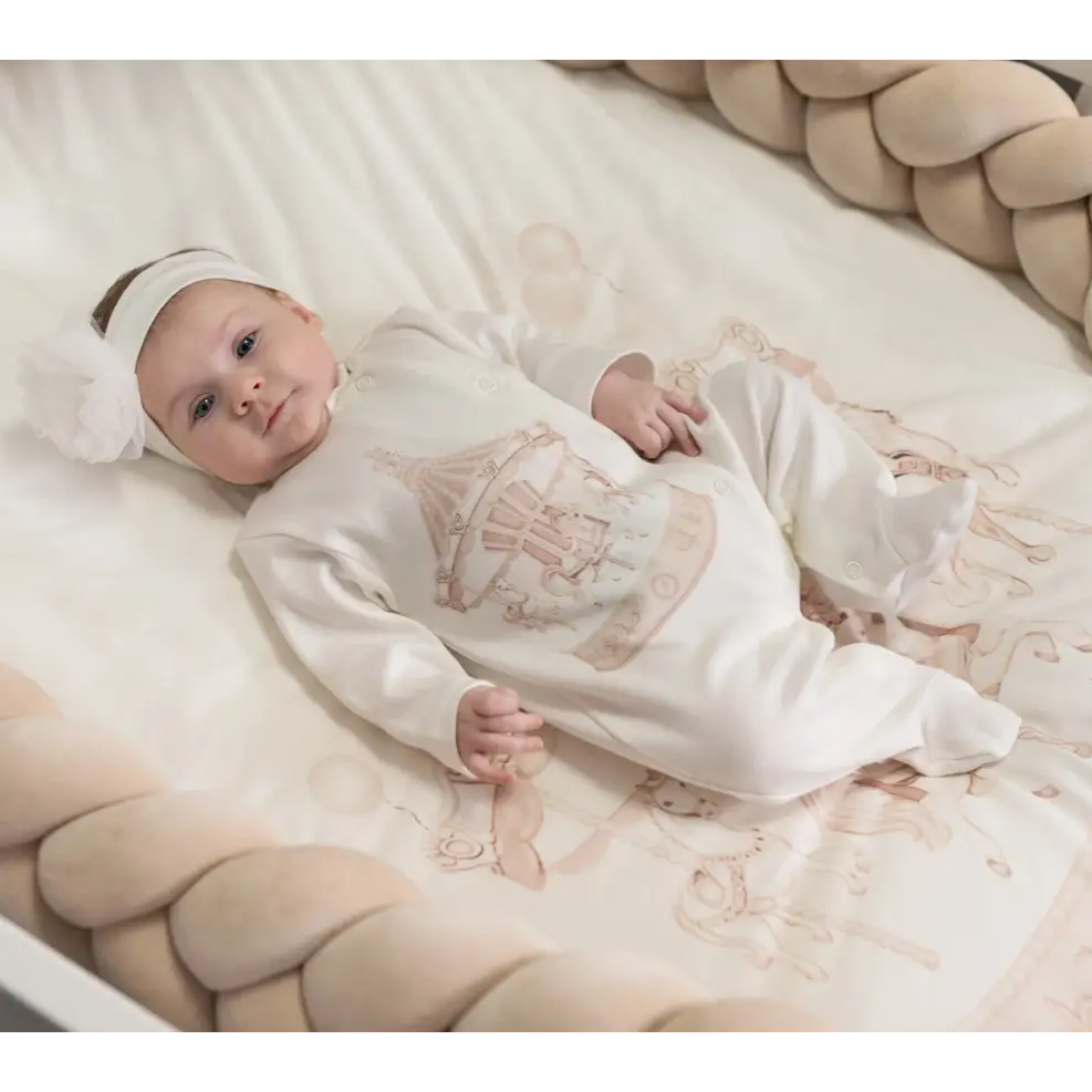 First Baby Luxury Carousel Baby Grow - Beige