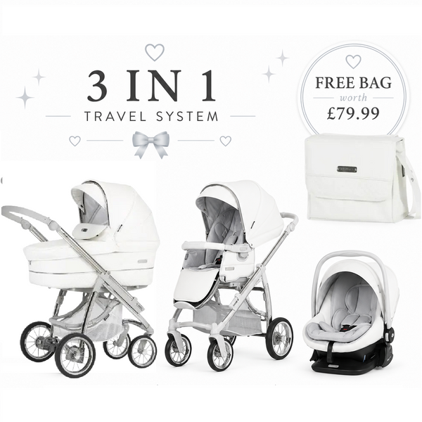 Bebecar Ip-Op White Delight Travel System - New 2026 Lie Flat Car Seat