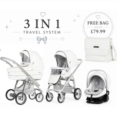 Bebecar Ip-Op White Delight Travel System - New 2026 Lie Flat Car Seat