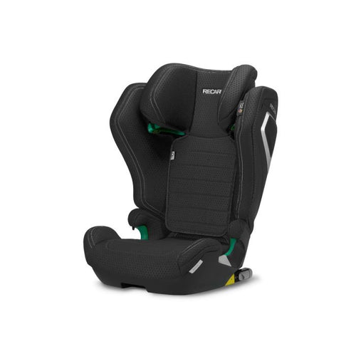 Recaro AXION 1 in Fresh Black, angled front view showing padded headrest and ribbed backrest.
