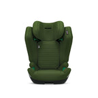 Recaro AXION 1 in Epic Green, front view with padded side wings and green belt guides.