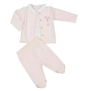 Girl's Baby Pink “Little Love” Floral 3 Piece Outfit Pure & Soft