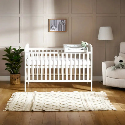 Grace Cot Bed, Cot Top Changer + Fibre Mattress - White Obaby