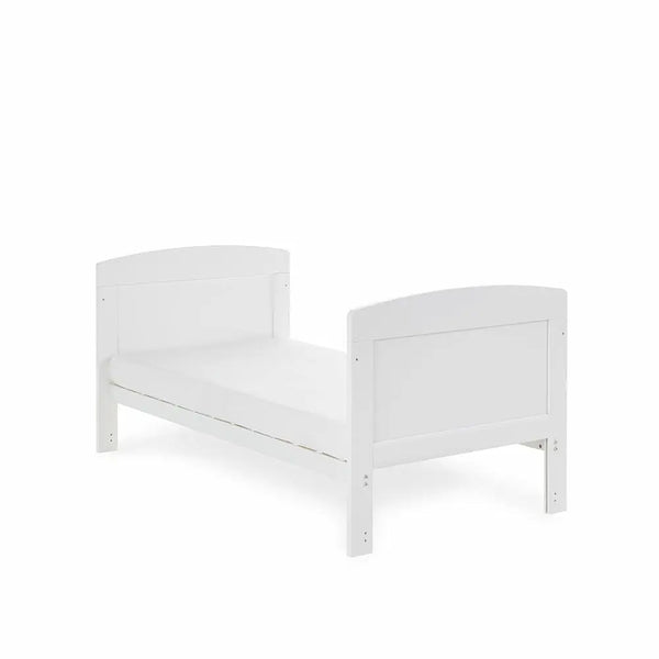 Grace Cot Bed, Cot Top Changer + Fibre Mattress - White Obaby