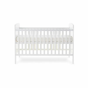 Grace Cot Bed, Cot Top Changer + Fibre Mattress - White Obaby