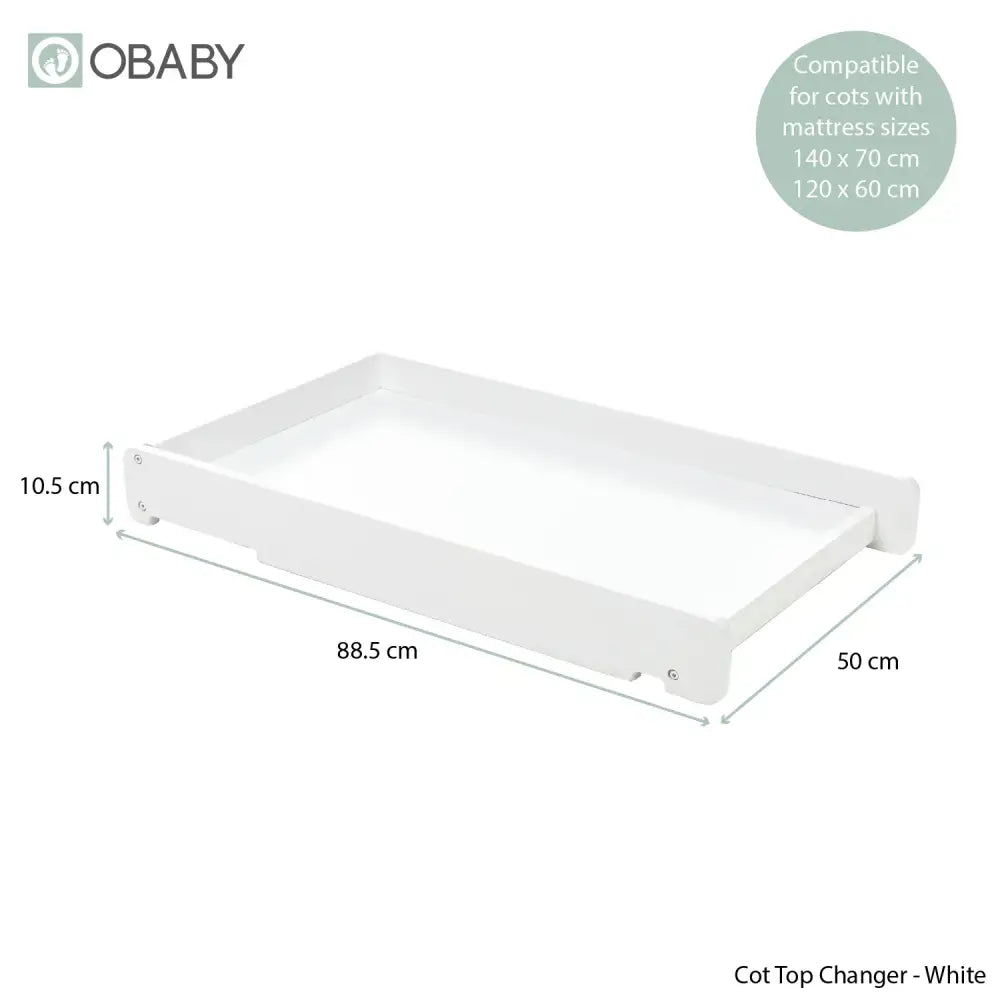Grace Cot Bed, Cot Top Changer + Fibre Mattress - White Obaby