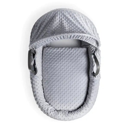 Grey Wicker Baby Moses Basket in Grey Dimple By Clair De Lune  Clair De Lune   