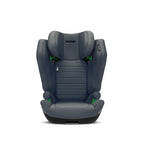 Recaro AXION 1 in Gallant Grey, front view with padded side wings and green belt guides.