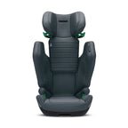 Recaro AXION 1 in Gallant Grey, front view with the headrest raised above the side wings.