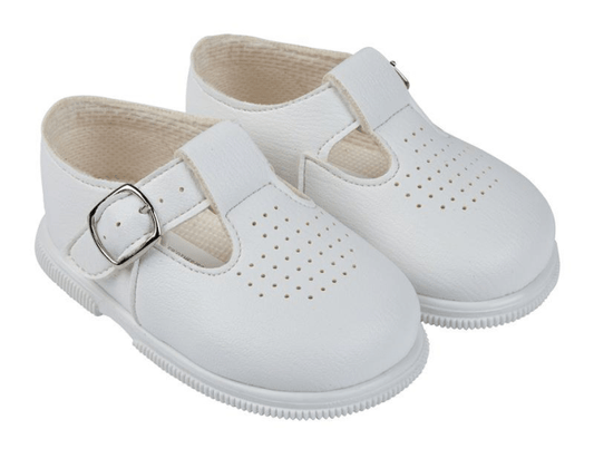 Hard Soled  White Matt Finish T bar shoes - BayPods  Baypods Uk infant 6  