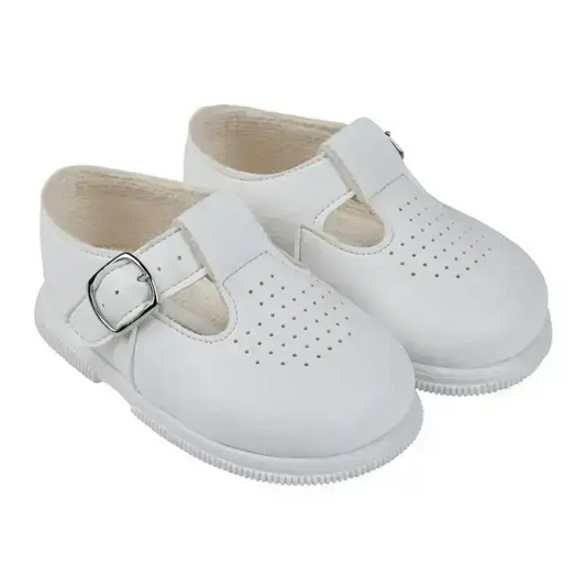 Baypods Uk infant 6 Hard Soled  White Matt Finish T bar shoes - BayPods