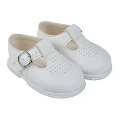 Hard Soled  White Matt Finish T bar shoes - BayPods