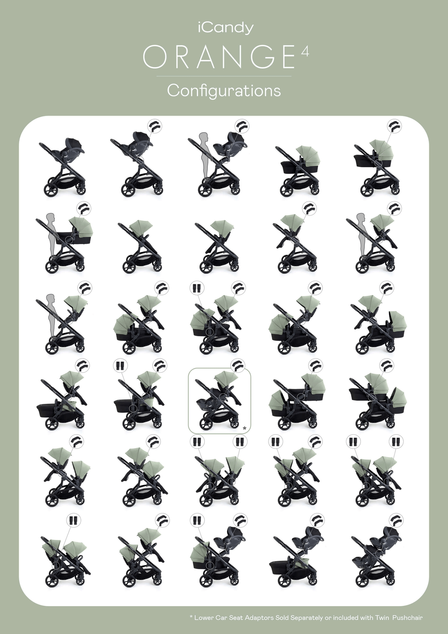 iCandy Orange 4 Double Pushchair Bundle - Pistachio  iCandy   