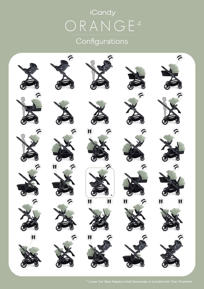 iCandy Orange 4 Double Pushchair Bundle - Pistachio  iCandy   