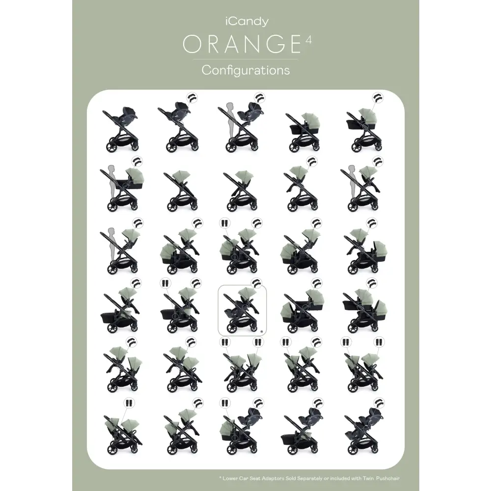 iCandy Orange 4 Double Pushchair Bundle - Pistachio  iCandy   