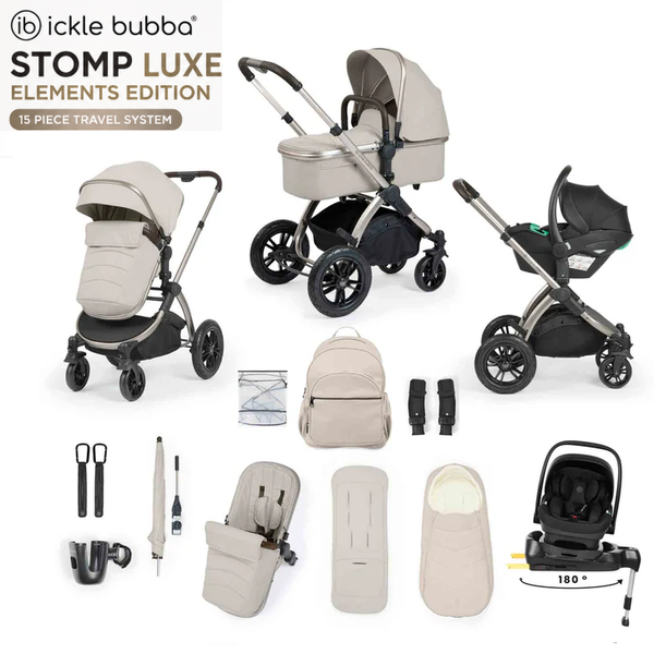 Ickle Bubba Stomp Elements Edition 15 Piece Pram Bundle - Moonbeam