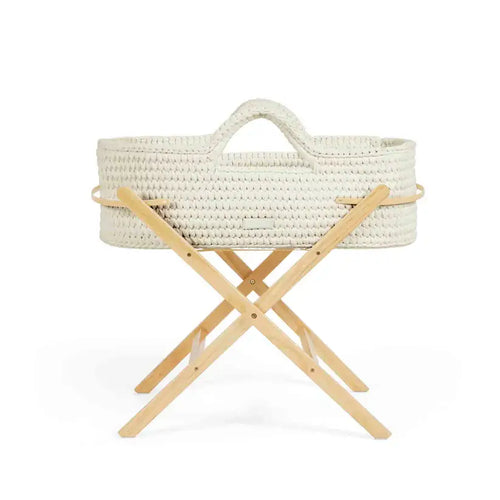 Ickle Bubba Nova Moses Basket & Stand - Cream Cloud - Natural Wood