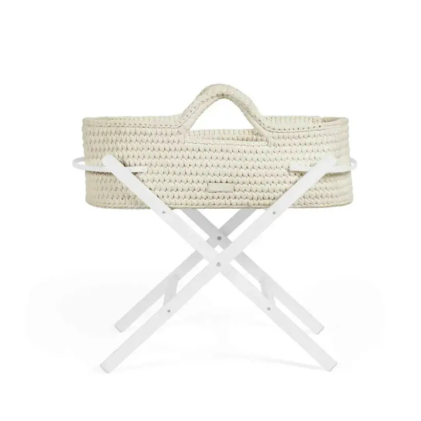 Ickle Bubba Nova Moses Basket & Stand - Cream Cloud - White